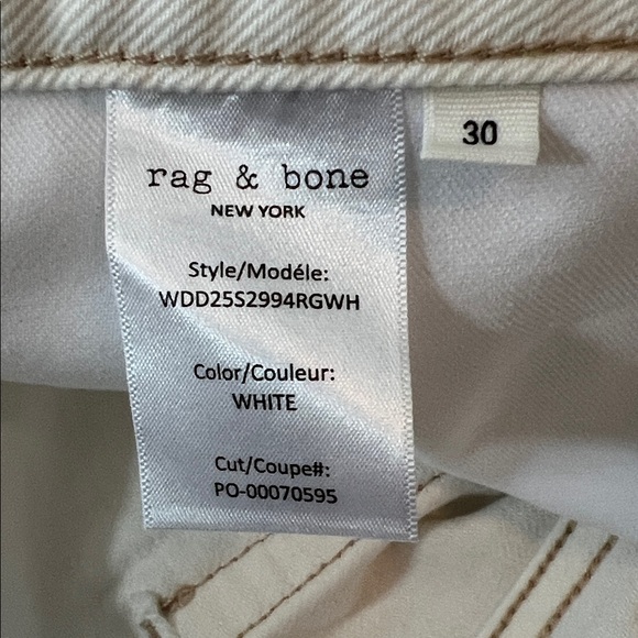 rag & bone The Charlie Women’s High-Rise Barrel Jeans, Off-White, 30 - Picture 10 of 12